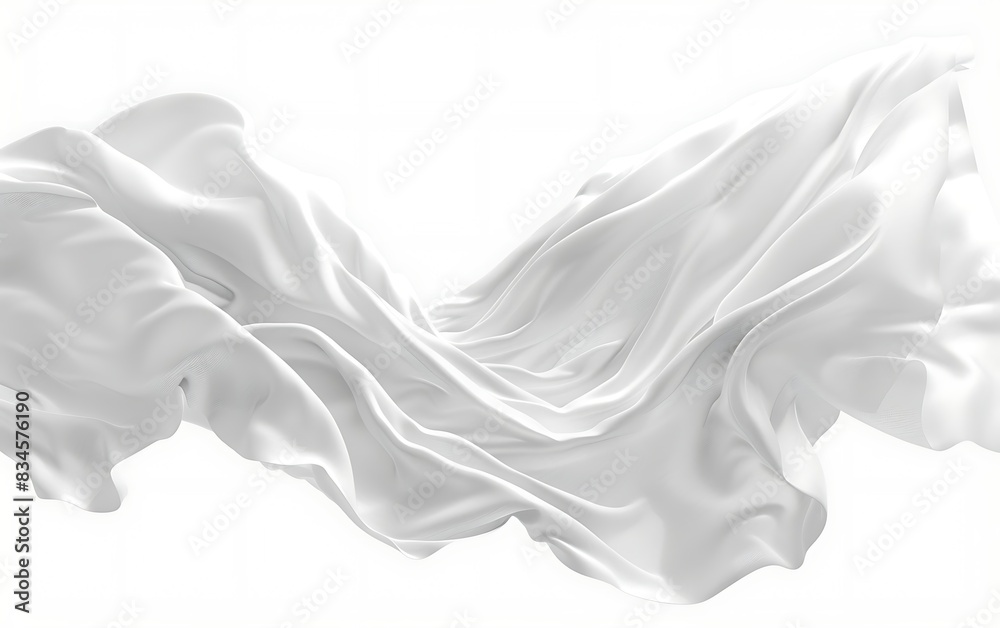 White fabric flying in the wind isolated on white background White fabric flying in the wind isolated on white background