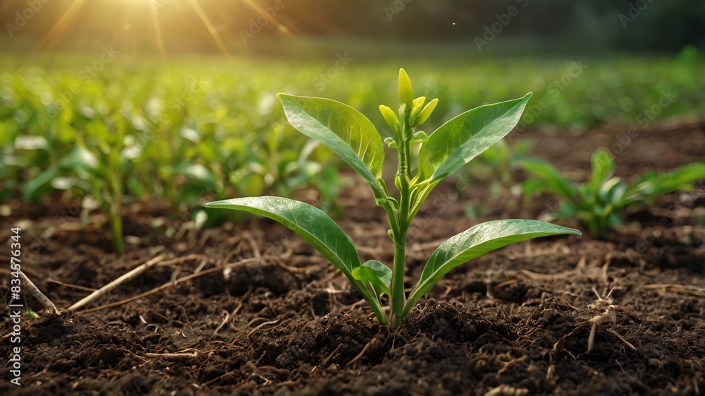 Granater Ai A young plant sprouting from the ground in a field, symbolizing growth and new beginnings. Granater Ai A young plant sprouting from the ground in a field, symbolizing growth and new beginnings.