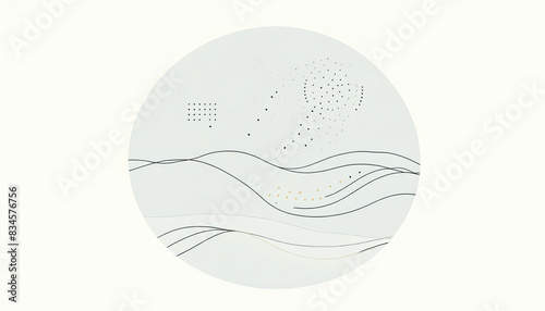 Minimalist Abstract Line Art with Dots.