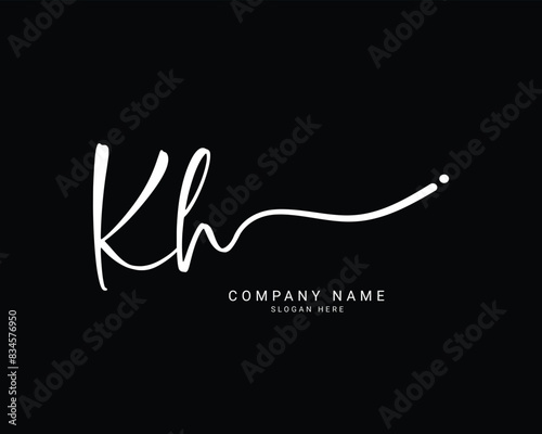 kh k h initial letter handwriting and signature logo