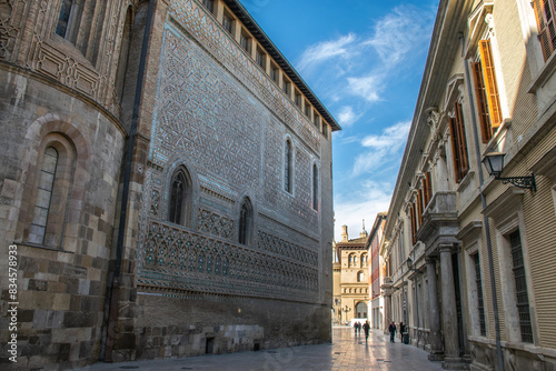 Architecture of the Cathedral of the Savior of Zaragoza in Aragon, Spain