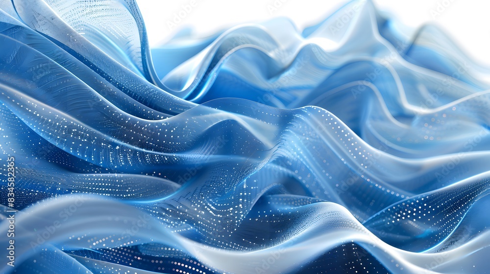 Obraz premium Abstract Flowing Blue Fabric with Dots