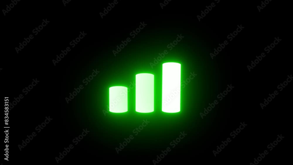 Business chart icon animation with neon glowing line Business chart icon animation with neon glowing line