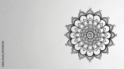 A sleek, light grey background with a simple, yet sophisticated, black mandala