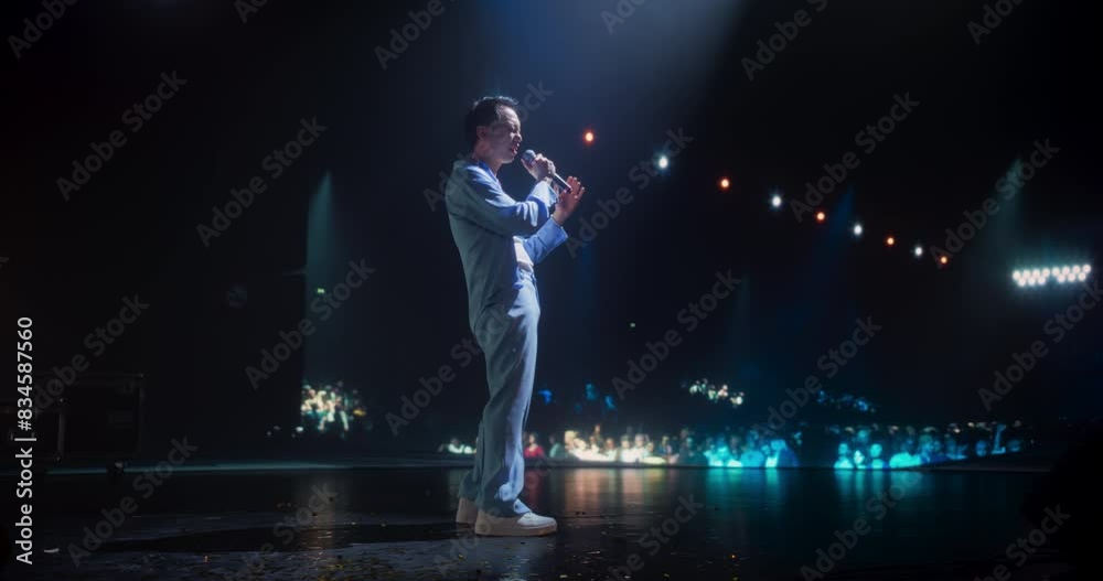 Talent Show Performance: Portrait of a Young Asian Pop Singer on a ...