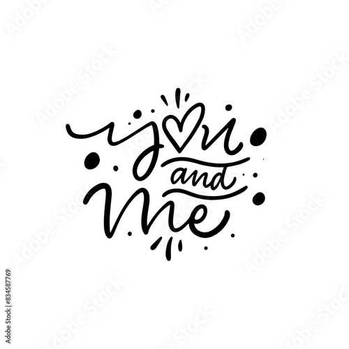 Romantic Handwritten Typography You and Me, perfect for lovethemed design projects