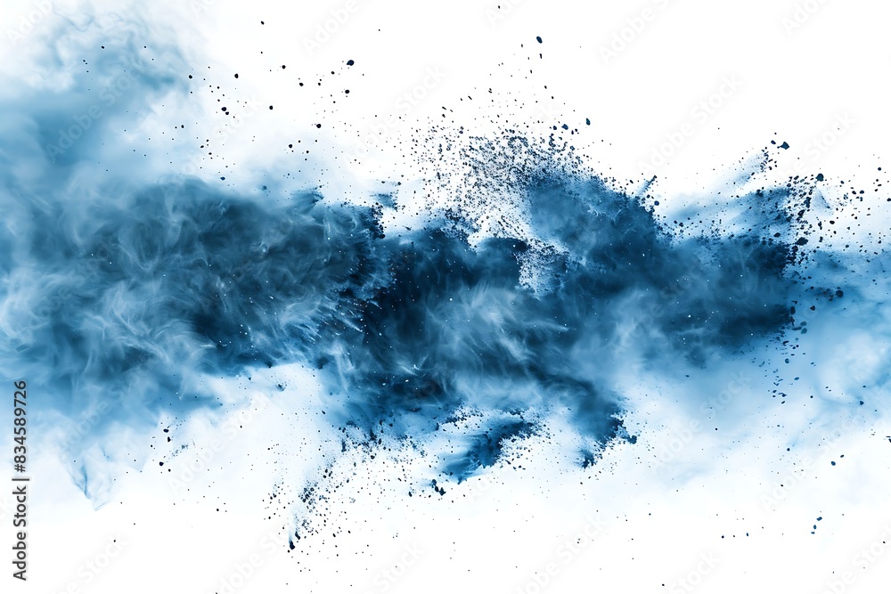 Abstract Blue powder explosion on a white background Abstract Blue powder explosion on a white background