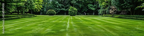 A trimmed lawn, neatly mowed garden photo