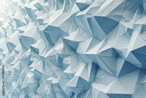 Beautiful futuristic Geometric background for your presentation. textured intricate 3D wall in light blue and white tones. AI generated  AI generated