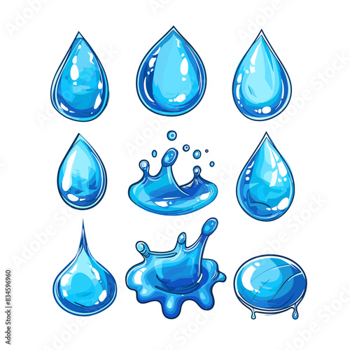 vector icons of blue water drops