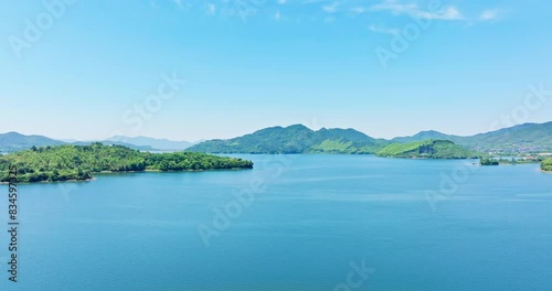 Wallpaper Mural Aerial view of clear lake and green mountain natural landscape in Ningbo, Zhejiang Province, China. Quiet natural environment in summer. Torontodigital.ca