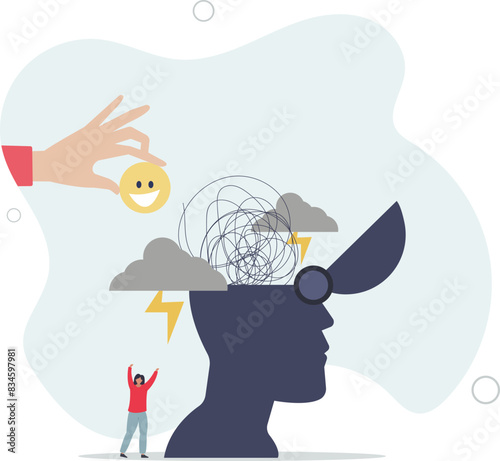 Happiness cure work stressed, care for mental health or relax from tired work .flat vector illustration.