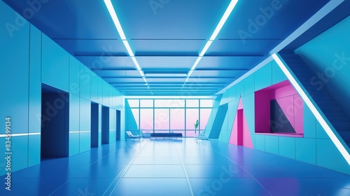 blue corridor in building © birdmanphoto