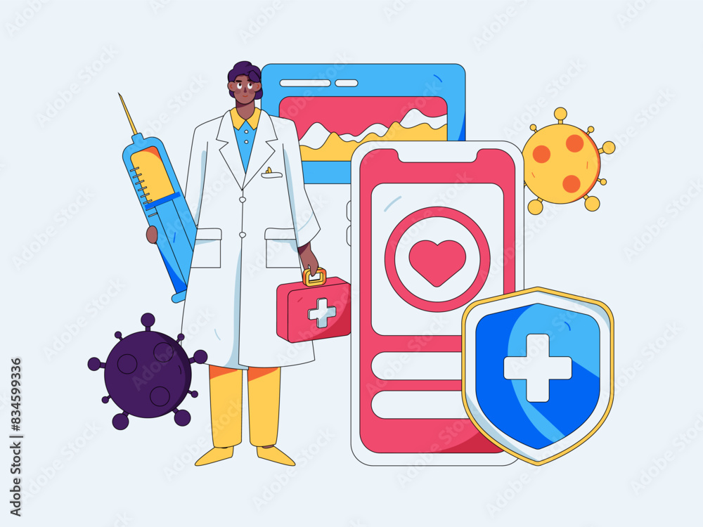 Medical characters fighting the epidemic flat vector concept operation hand drawn illustration
Medical characters fighting the epidemic flat vector concept operation hand drawn illustration