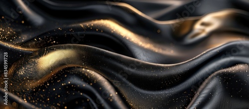 Gold And Black Cloth Or Liquid Flowing Background .