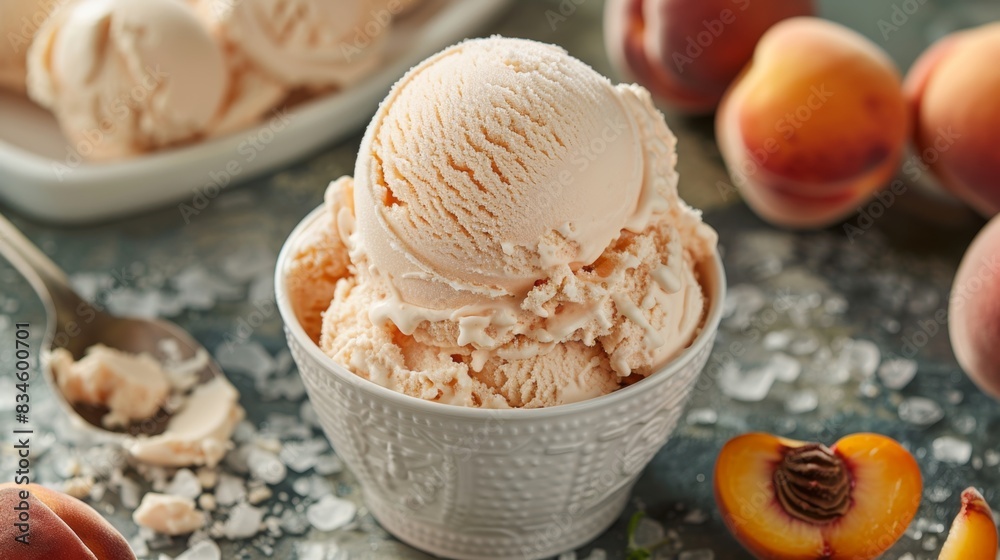 Summertime Delight - Fresh Peach Ice Cream Under a Peach Tree Summertime Delight - Fresh Peach Ice Cream Under a Peach Tree
