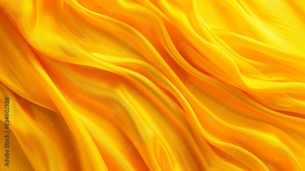 Fototapeta premium A close-up of a yellow fabric displays a lengthy, wavy pattern, both at the top and bottom, subtly draped