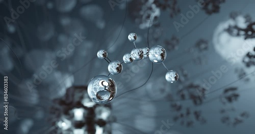 Calcium bisulfite rotating 3d molecule, molecular structure of e227, seamless video photo