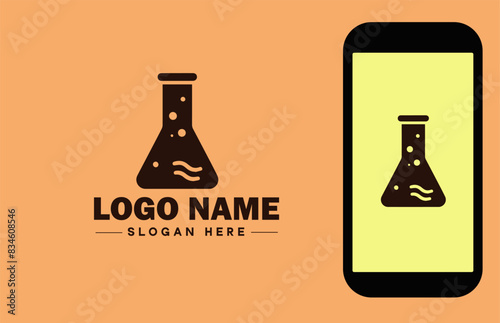 lab beaker icon Glass beaker Chemical flask Laboratory flask flat logo sign symbol editable vector