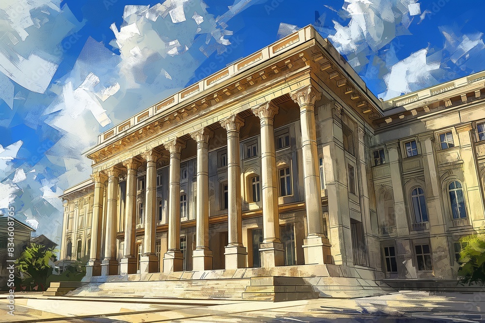 Obraz premium bank or government building by generative ai
