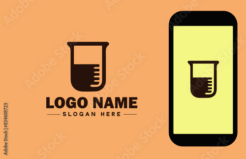 lab beaker icon Glass beaker Chemical flask Laboratory flask flat logo sign symbol editable vector