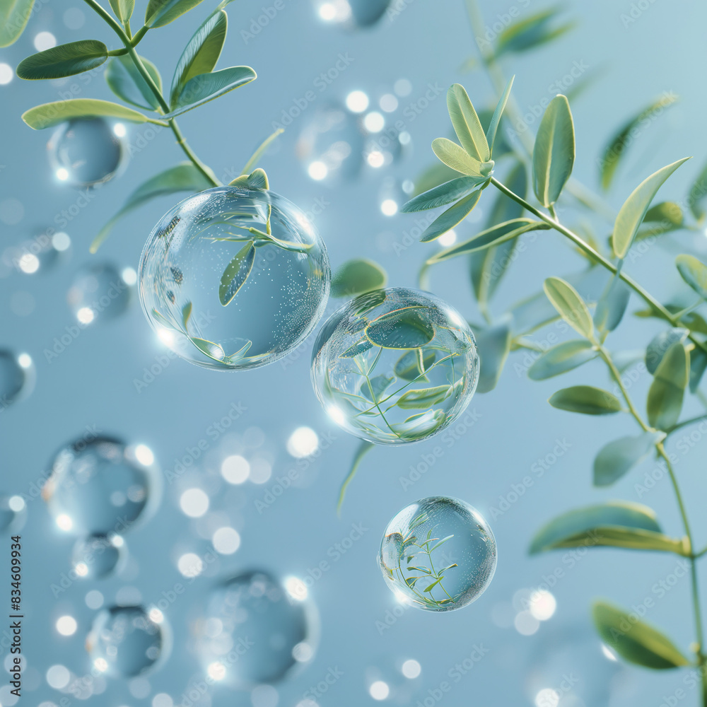A picture that combines simplicity with nature. Each bubble floats on a tree. A picture that combines simplicity with nature. Each bubble floats on a tree.
