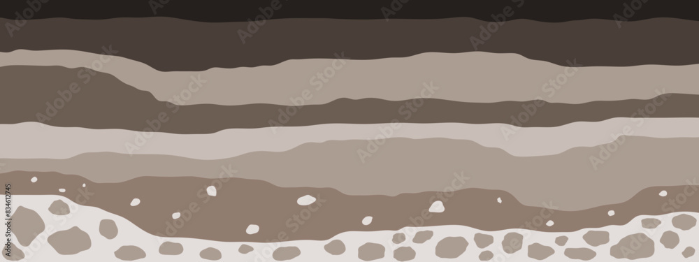 Layered brown soil and rock subsurface. Soil layer cross section Layered brown soil and rock subsurface. Soil layer cross section