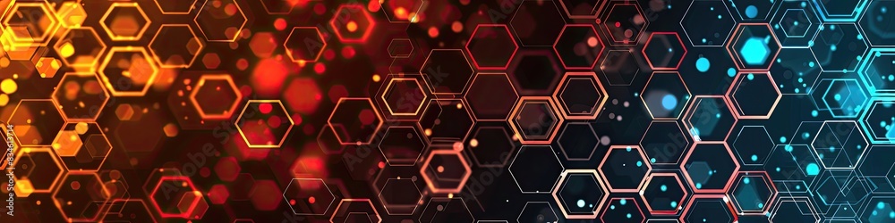 A colorful, abstract image of hexagons in various shades of red and blue A colorful, abstract image of hexagons in various shades of red and blue