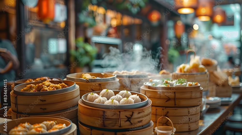 Cozy Dim Sum Delight in a Traditional Chinese Restaurant Setting Stock ...