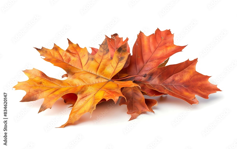 A group of different colored leaves isolated on white background A group of different colored leaves isolated on white background