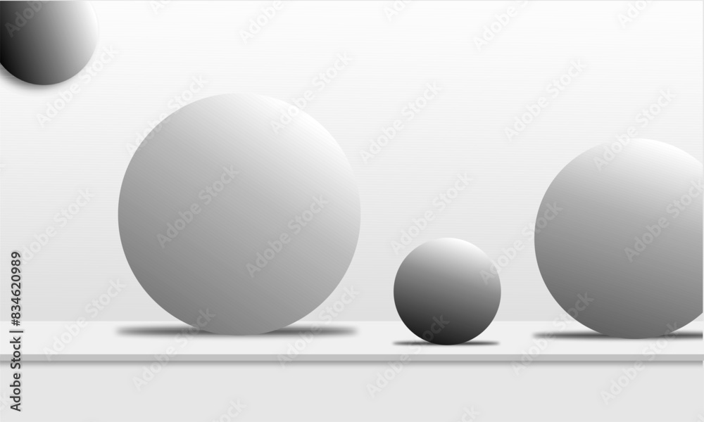 black and white vector design of several balls with black and white gradation and modern interior concept