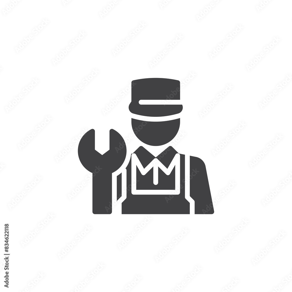 Plumber wearing overalls and a cap vector icon