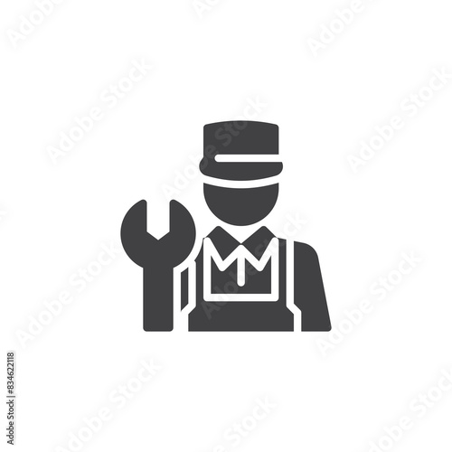 Plumber wearing overalls and a cap vector icon