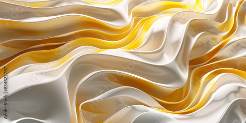 an abstract wavy background with yellow and white colored waves, generative AI photo