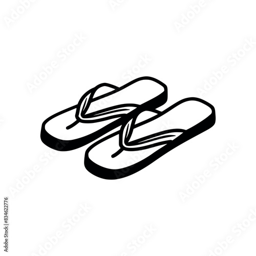 Slippers icon. Black Slippers icon on white background. Vector illustration