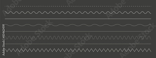 Collection of various dotted and zigzag lines on dark background