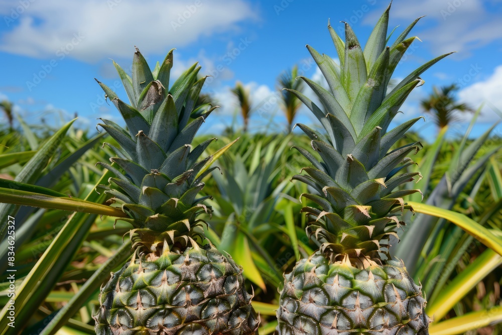 Fresh Tropical Pineapples: Vibrant, Healthy, and Delicious Fruit on a Colorful Background Fresh Tropical Pineapples: Vibrant, Healthy, and Delicious Fruit on a Colorful Background