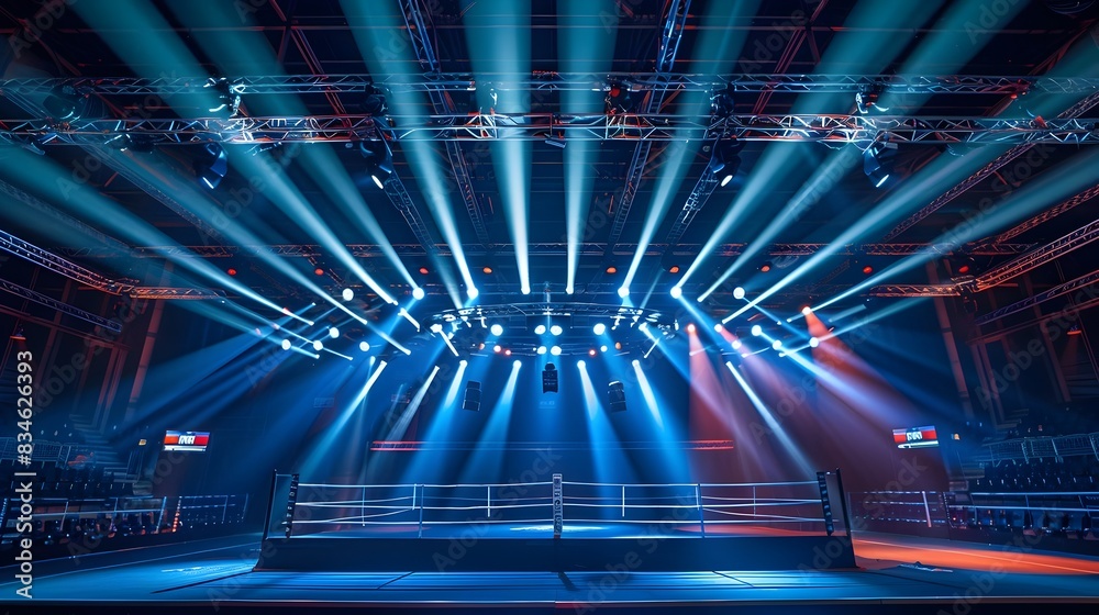 Illuminating Boxing Arena with Captivating Lighting and Sound Setup