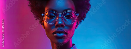 Beautiful african american woman with afro hairstyle and stylish sunglasses photo