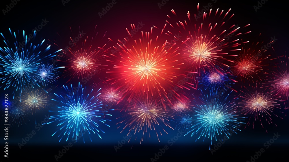 Independence Day Celebration. Abstract burst of light with red and blue colors on black background. Independence Day Celebration. Abstract burst of light with red and blue colors on black background.