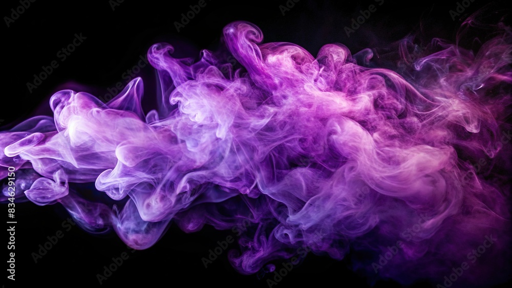 Purple smoke billowing on a black background, purple, elegant, abstract, mysterious, vibrant, dark, swirling, misty, background, color, design, texture, ethereal, haze, artistic, magical