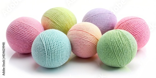 Pastel fabric balls perfect for crafts and decorations , pom pom, balls, fabric, pastel, soft, fluffy, colorful, DIY, creative, handmade, craft supplies, decor, textile, whimsical, plush photo