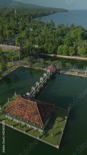 taman ujung temple drone view photo