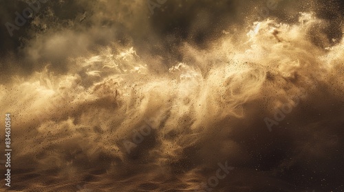 Sandstorm Dust Clouds Wave in the Air: Isolated on White Background
