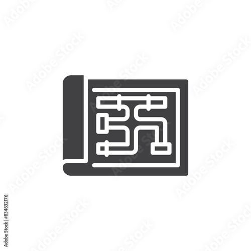 Schematic layout of pipes vector icon