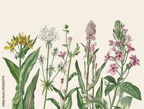 Wallpaper Mural Vintage botanical illustrations of flowers and plants, detailed in a classic art style. Torontodigital.ca