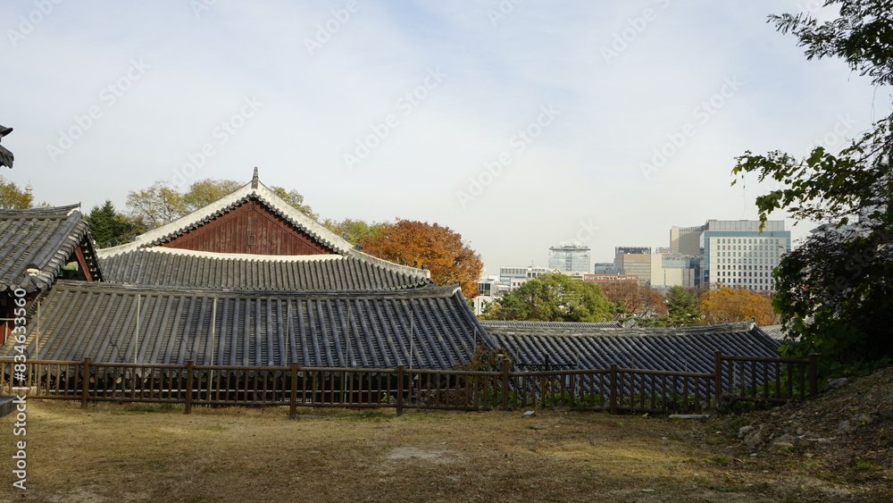 가을 풍경과 경희궁 고궁과 도시의 풍경입니다. 가을 풍경과 경희궁 고궁과 도시의 풍경입니다.