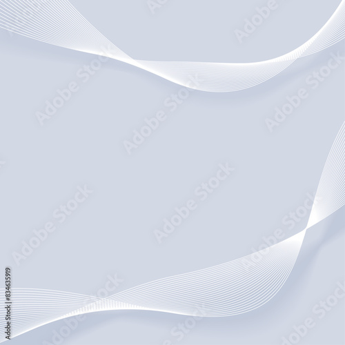 曲線でできた薄い布のようなオブジェクト。清潔感と高級感のある背景ベクターイラスト。