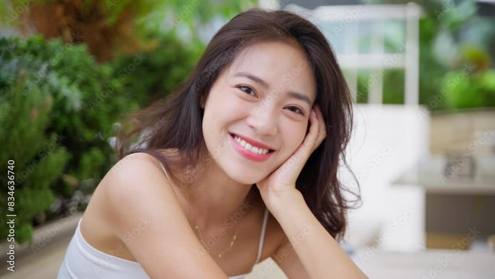 charming young asian woman portrait at summer day charming young asian woman portrait at summer day