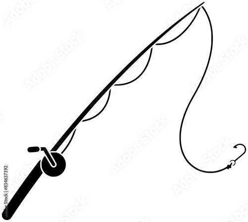 fish illustration equipment silhouette hook logo fishing icon fisherman outline catch sport hobby bait rod bouy line recreation river shape tackle lure water for vector graphic background